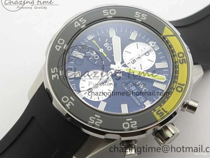 MIROTIME 0327 Aquatimer Chrono IW376702 SS BLS 1:1 Best Edition Black Dial on Black Rubber Strap A WellDesigned 7105